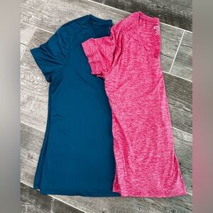 Dry Fit T-Shirts Set of two, Heathered Pink and Teal Athletic T-Shirts